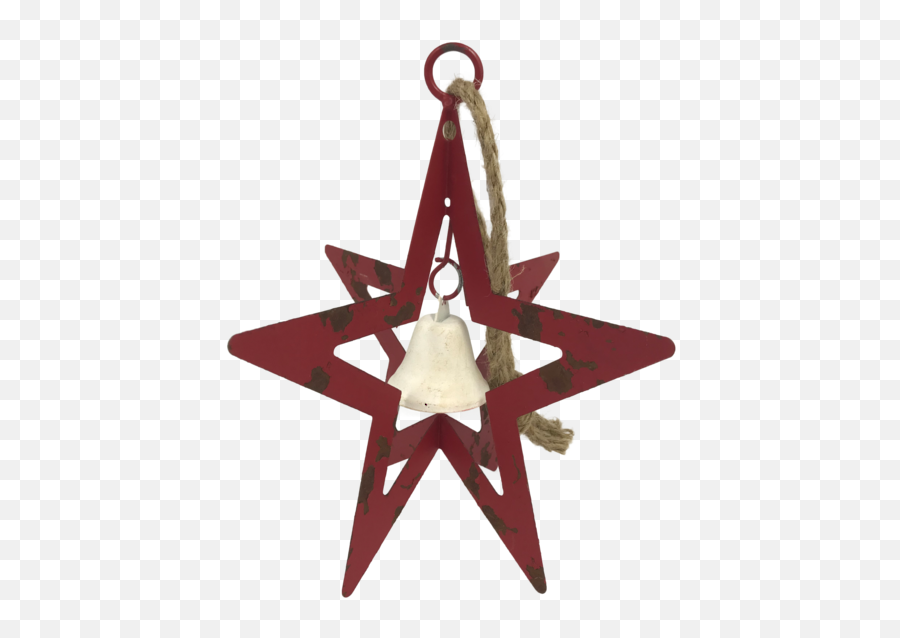 Aged Red Metal Hanging Star - Traditional Christmas Emoji,Hanging Stars Png