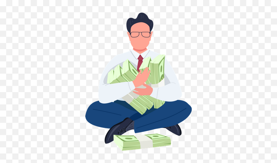 Best Premium Man Holding Stacks Of Money Illustration Emoji,Money Stacks Clipart