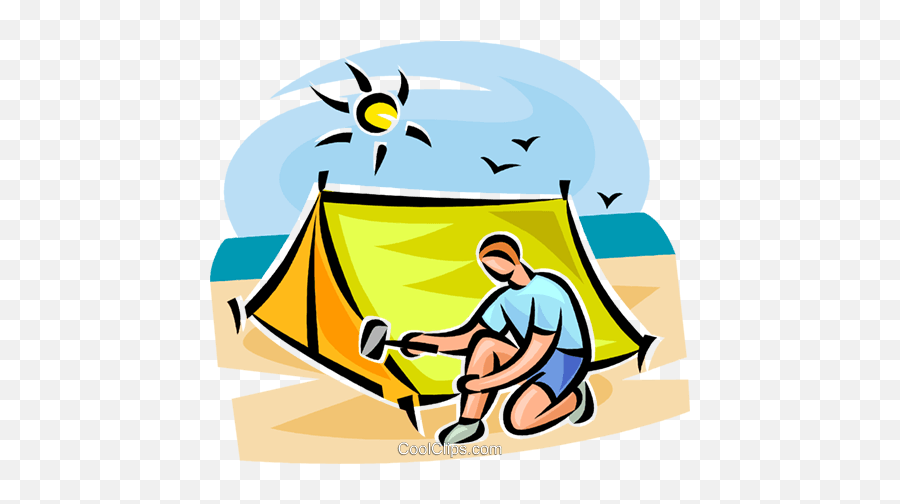 Person Setting Up A Tent Royalty Free - Illustration Person Next To Tent Emoji,Setting Clipart