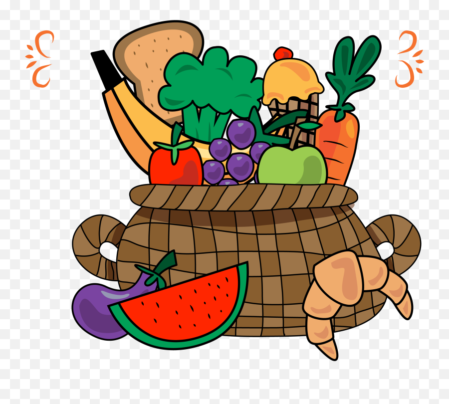 Fruit Vegetable Basket - Vegetables Cartoon Group Png Cartoon Fruit Vegetables Png Emoji,Fruits And Vegetables Clipart