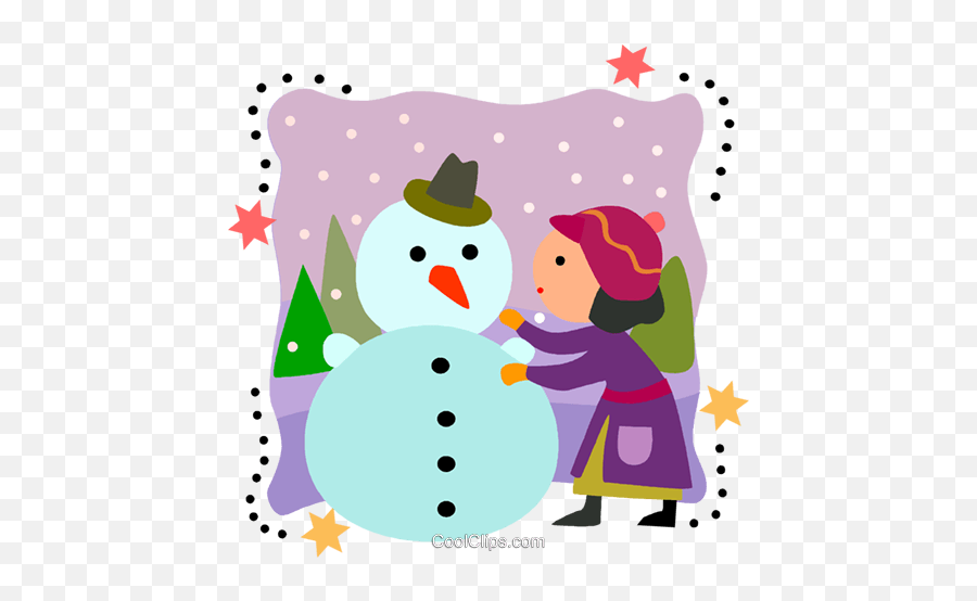 Girl Building A Snowman Royalty Free Vector Clip Art Emoji,Snow Man Clipart