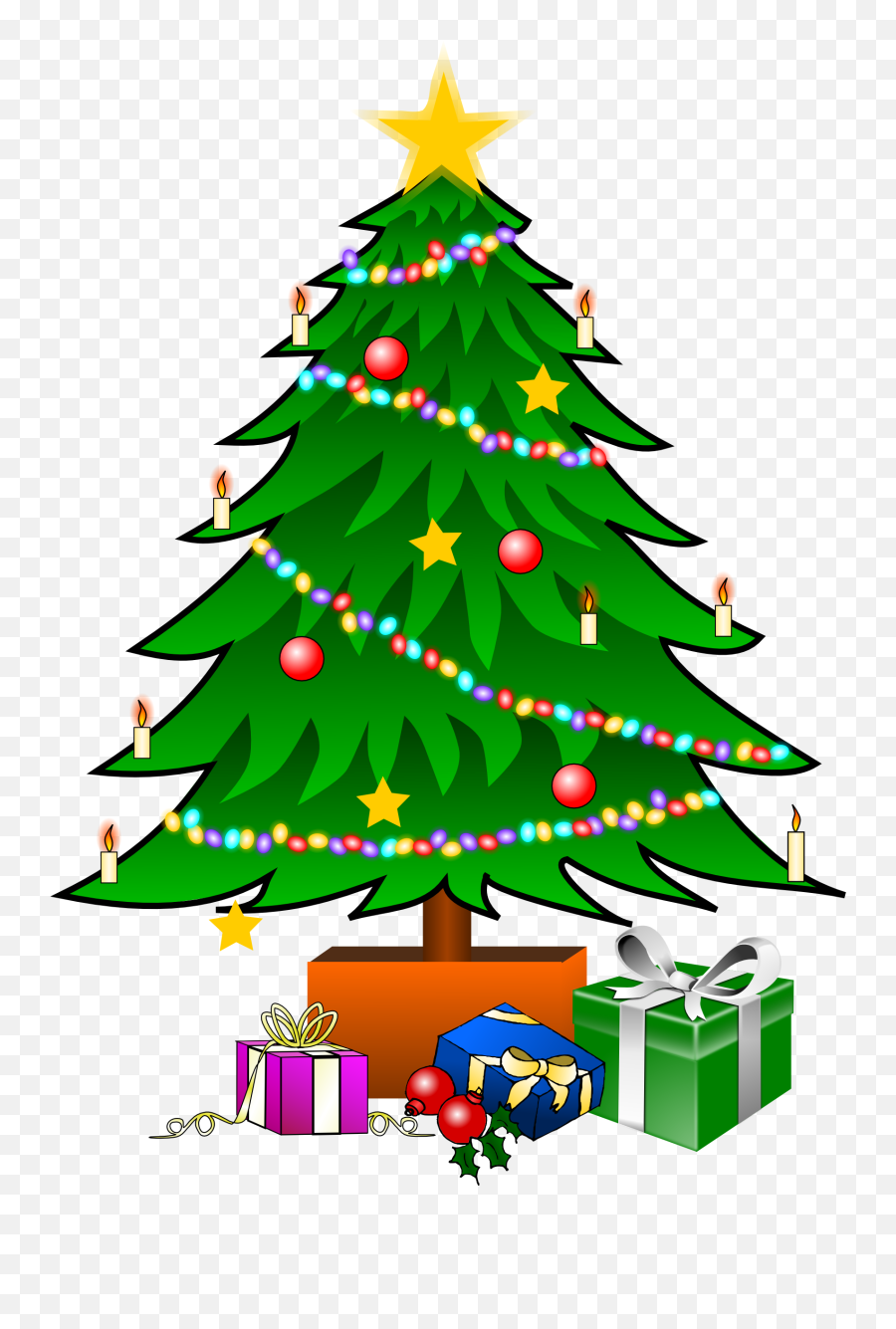 Colorful Christmas Tree With The Gifts - Christmas Tree Clipart Emoji,Christmas Eve Clipart