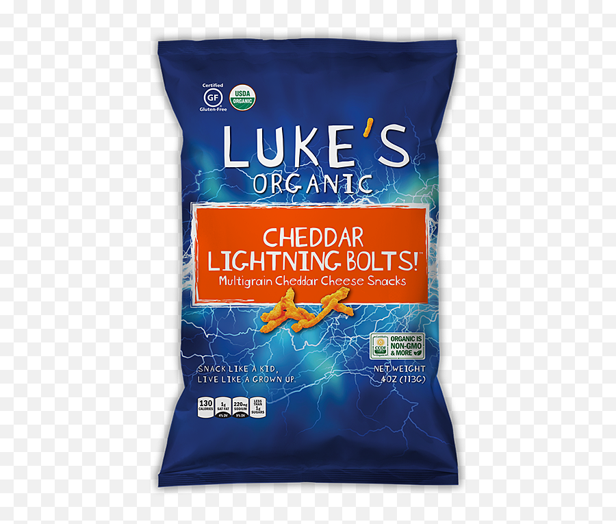 Cheddar Lightning Bolts Lukeu0027s Organic Gluten - Free Non Organic Cheddar Lightning Bolts Emoji,Lightning Bolt Transparent
