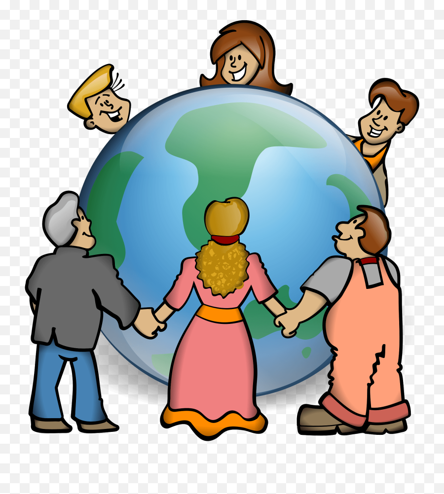 People Holding Hand Around A Globe - Culture Clipart Emoji,People Holding Hands Clipart