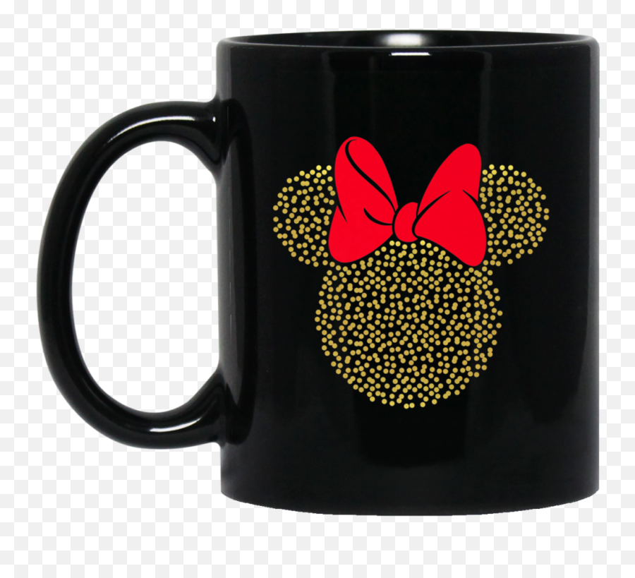 Disney Minnie Mouse Dotted Gold Icon Premium Black Mug - Red Panda Mug Emoji,Minnie Mouse Logo