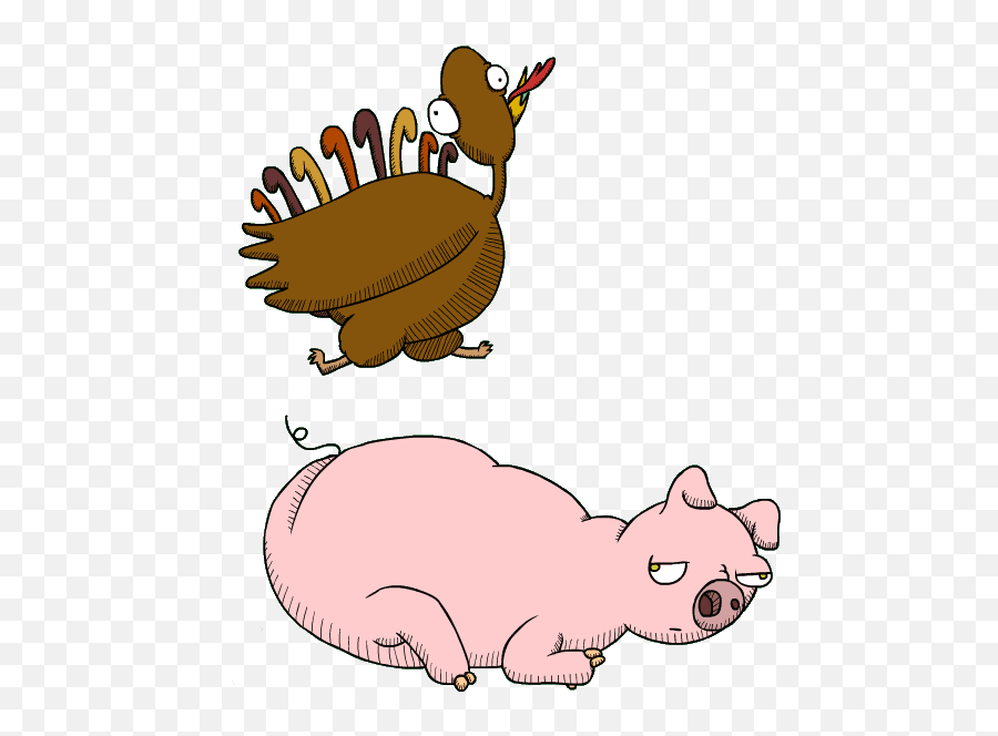 Pig And Turkey By Stetzou - Animated Turkey Sex Gif Pig Turkey Emoji,Turkey Face Clipart