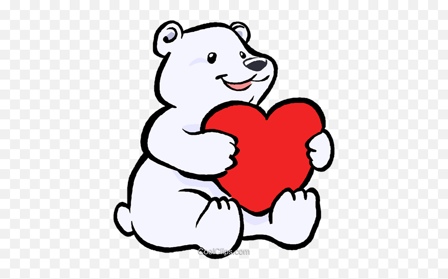 Download Polar Bear With A Heart - Cartoon Bear Holding A Big Cartoon Valentine Hearts Emoji,Cartoon Heart Png