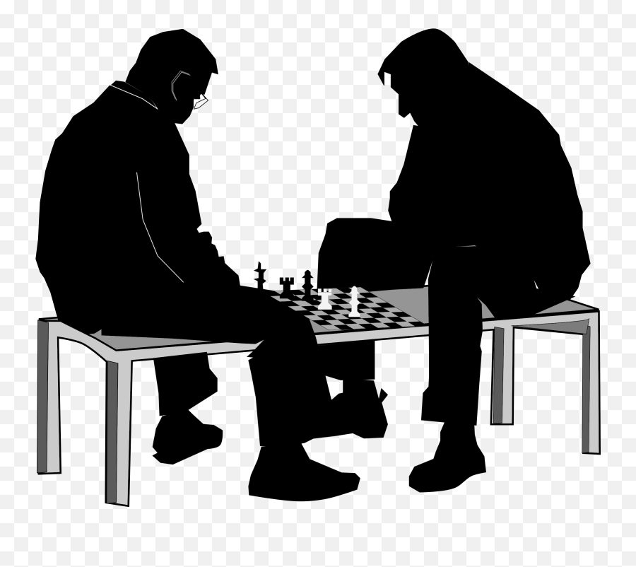 People Sitting At Table Silhouette Png - Men Playing Chess Clipart Emoji,People Sitting Silhouette Png