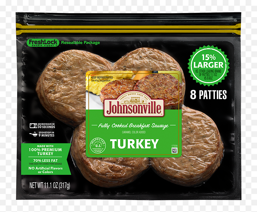 Turkey Fully Cooked Breakfast Sausage - Frozen Turkey Patties Johnsonville Emoji,Cooked Turkey Png