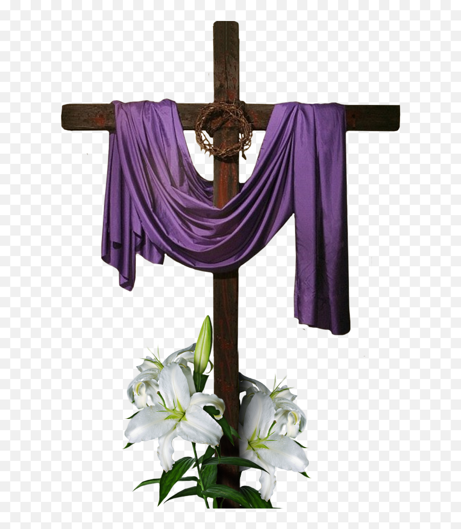 Download Greeting Christianity Note - Cross With Violet Cloth Emoji,Religious Easter Clipart