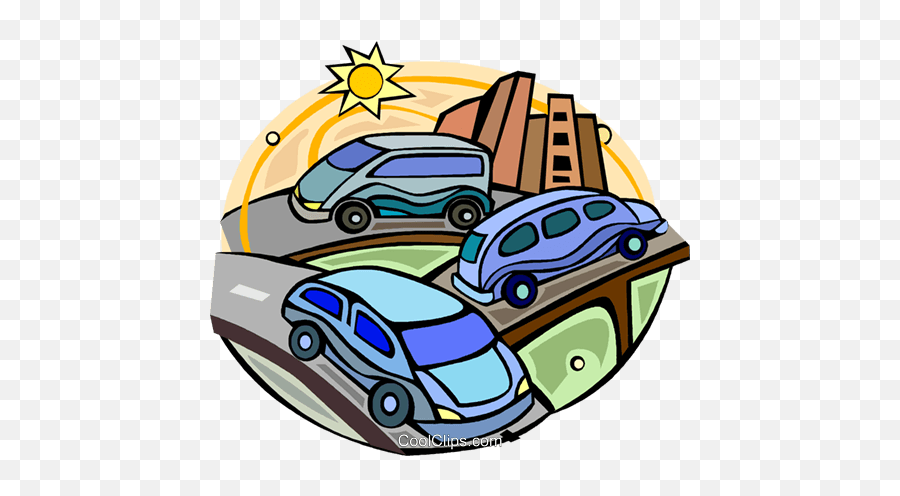 Cars On A Highway With Traffic Royalty Free Vector Clip Art - Highways Clip Art Emoji,Highway Clipart