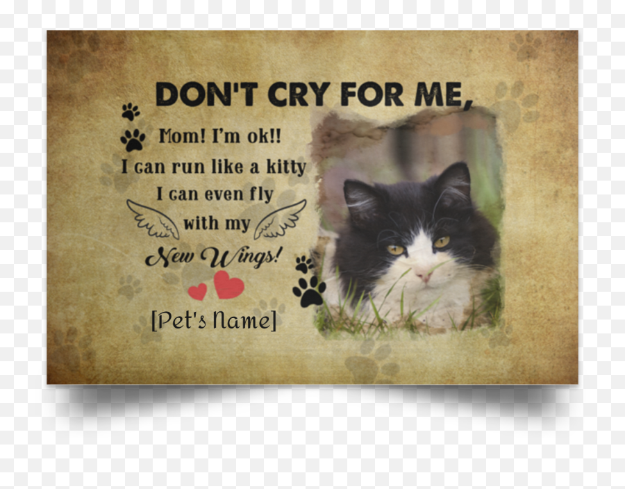 Tuxedo Cat Wall Art - Personalized Donu0027t Cry For Me Mom Iu0027m Emoji,Tuxedo Cat Clipart