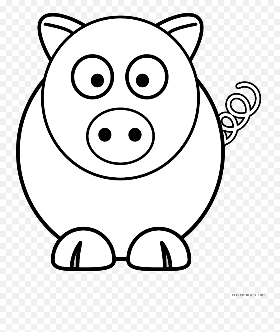 Pig Outline Png - Pigs Clipart Outline Cartoon Pig Black Pig Cartoon Black Background Emoji,Pig Clipart