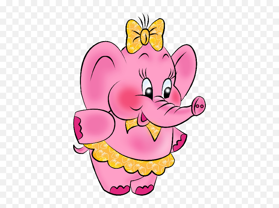 Pink Elephant Dressed In Yellow - Pink Cute Elephant Cartoon Emoji,Cute Elephant Clipart