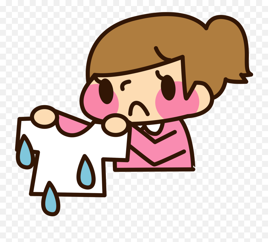 Girl Is Holding Wet Laundry Clipart - Cartoon Wet Clothes Clipart Emoji,Laundry Clipart