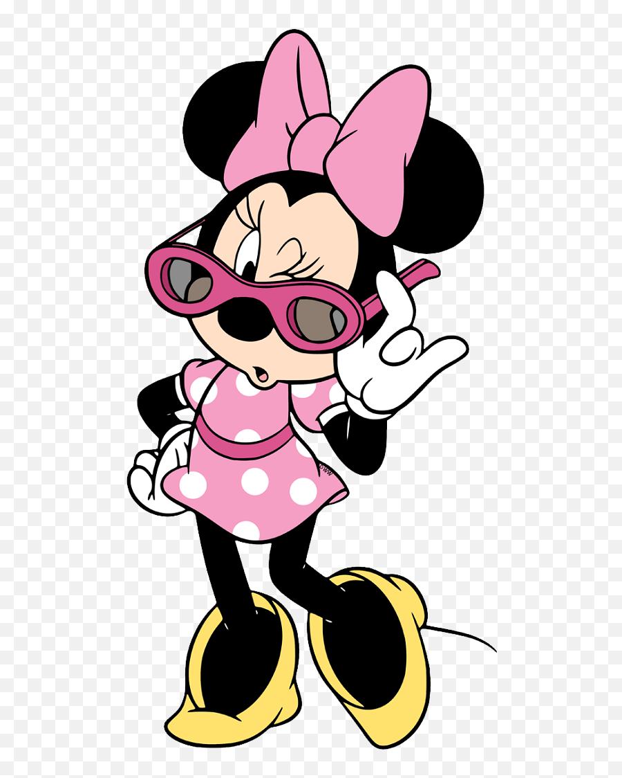 Clip Art Of Minnie Mouse Winking Under Her Sunglasses - Fondo De Pantalla Imagenes Minnie Emoji,Sunglasses Clipart