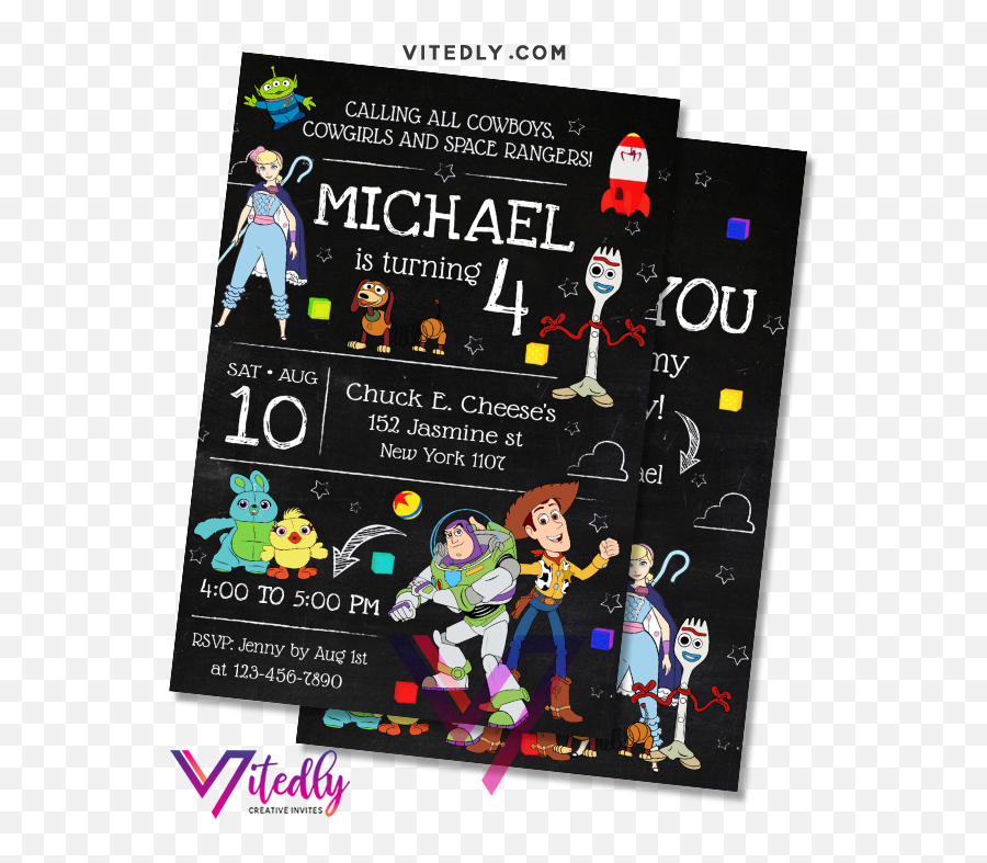 Toy Story Invitation With Free Thank You Card - Dot Emoji,Toy Story 4 Logo