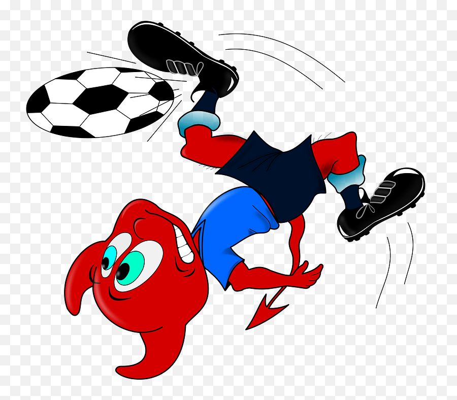Red Devil Chasing A Soccer Ball Clipart Free Download - Clip Art Emoji,Soccer Ball Clipart