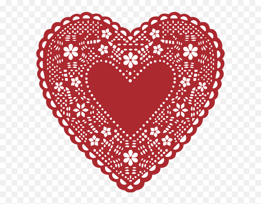 Download Heart Valentine S Day Lace Clip Art - Lace Doily Transparent Heart Doily Png Emoji,Lace Clipart