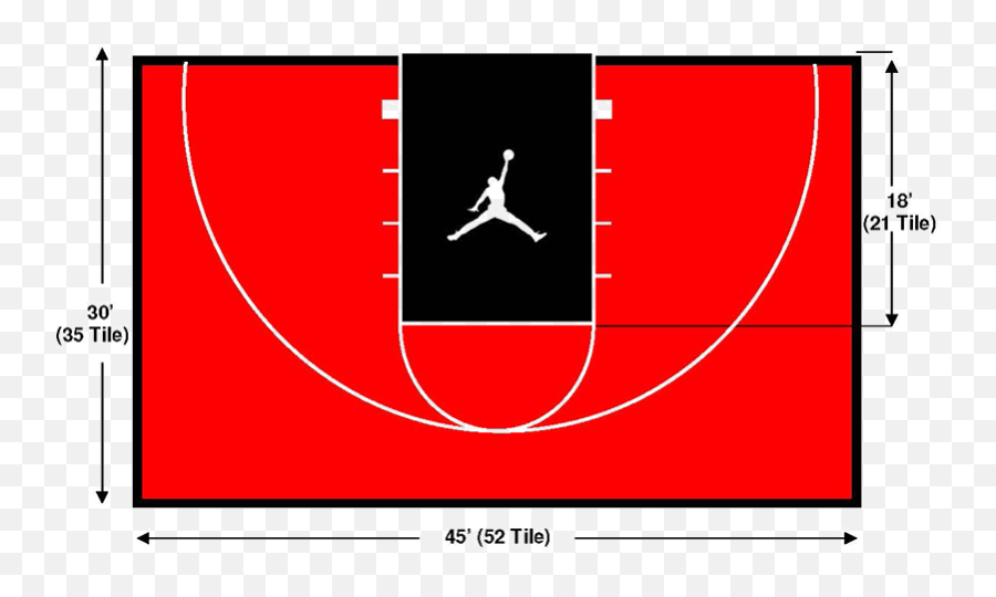 30x45 Half Basketball Court - Half Basketball Court Emoji,Half Basketball Clipart