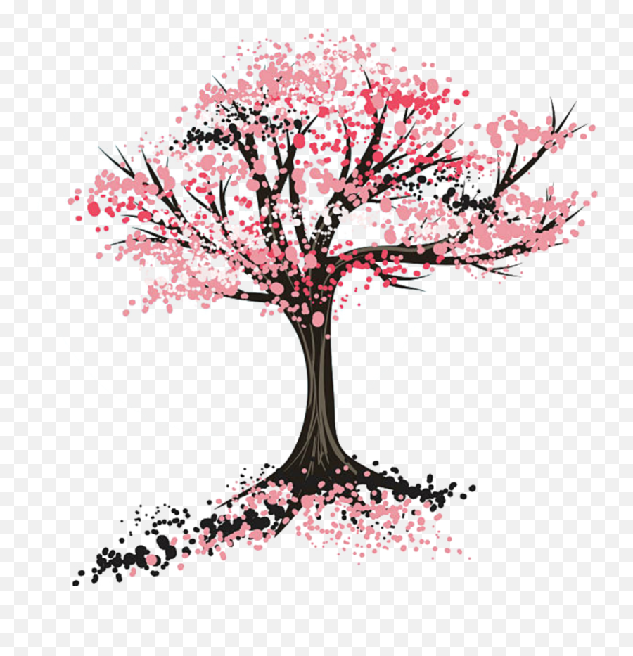 Cherry Blossom Tree Drawing Clipart - Cherry Blossom Tree Png Emoji,Tree Drawing Png