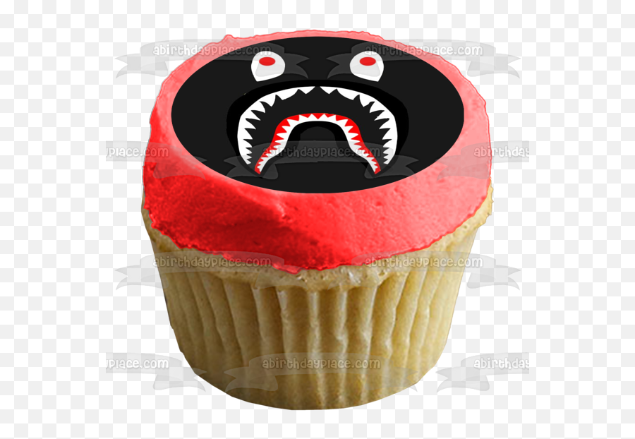 Bape Shark Logo Hoodies Black Background Edible Cake Topper Image Abpid11305 Emoji,Supreme Bape Logo