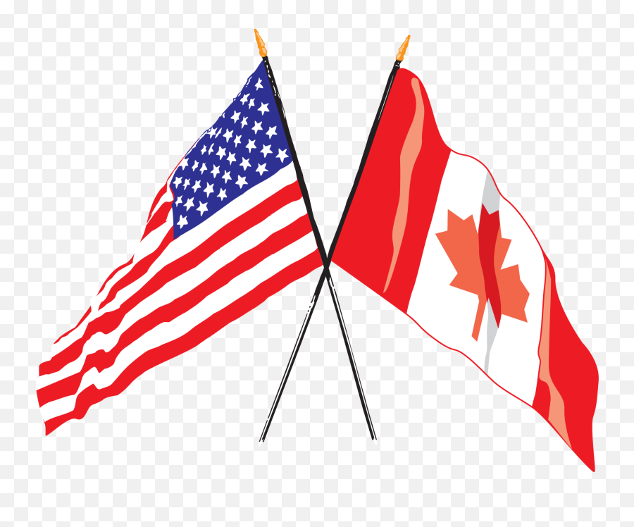 Us Canadian Flag Crossed - Usa Canada Flag Png Full Size Crossed Canadian And American Flag Emoji,Usa Flag Png