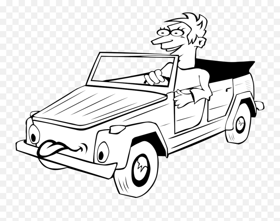 Car Cartoon Black And White - Driving A Car Black And White Emoji,Car Clipart Black And White