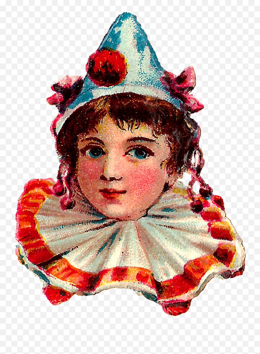 Clown Hat Png - Each Vintage Clown Is Wearing A Pointed Hat Vintage Clown Face Clipart Emoji,Clown Transparent
