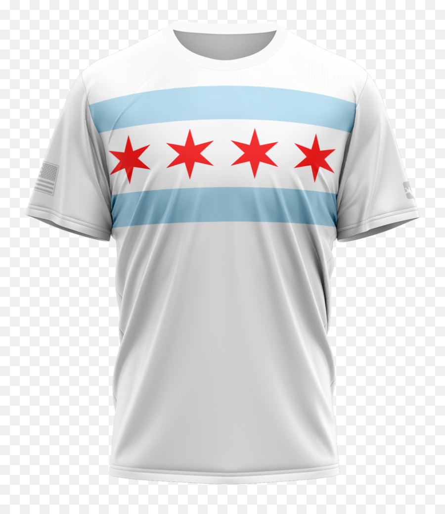 Chicago Flag Performance Tee - Loose Fit Graphic T Shirt Front View Free Emoji,Chicago Flag Png