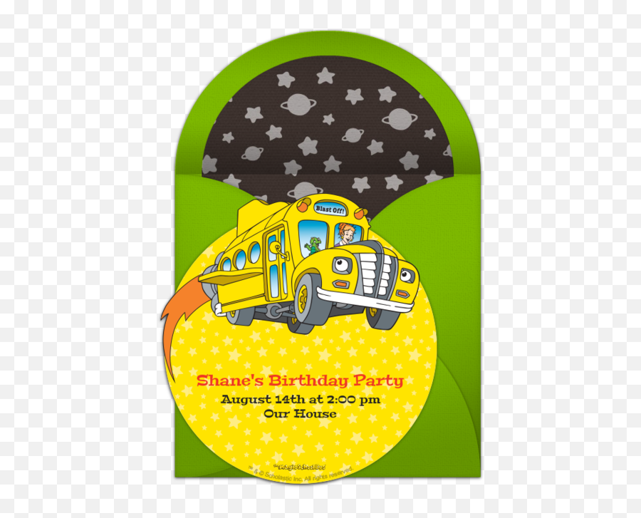 Magic School Bus Birthday Invitations - Magic School Bus Invitations Emoji,Magic School Bus Png