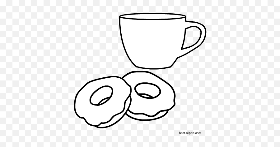 Download Coffee Mug And Donuts Black And White Clip Art - Serveware Emoji,Donuts Clipart