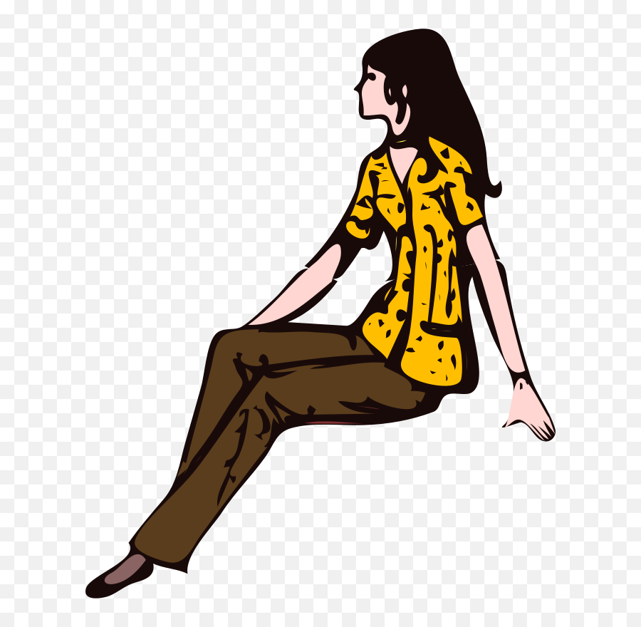 Woman Girl Shirt Sitting Pants - Person Sitting Png Clipart Emoji,Sitting Clipart