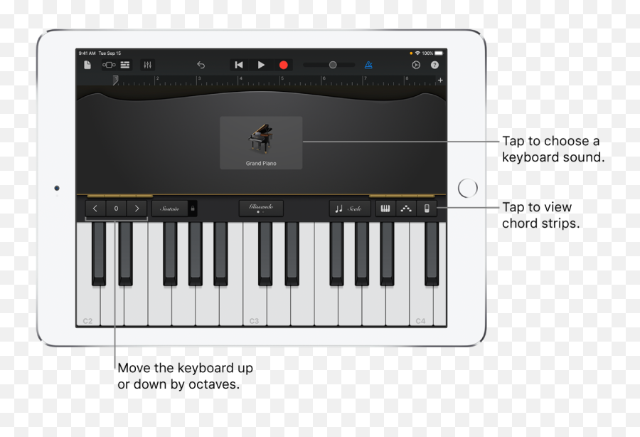 The Keyboard In Garageband For Ipad - Garageband Piano Emoji,Piano Keyboard Png