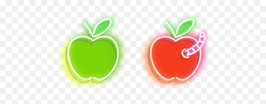 Neon Green And Red Apple With Worm Cursor U2013 Custom Cursor Emoji,Red Apple Png