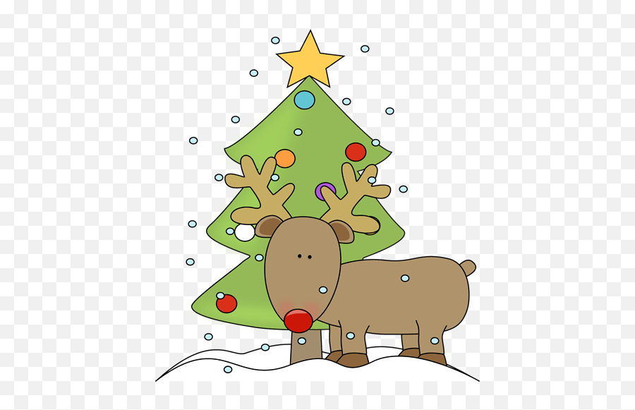 Download Cute Reindeer Christmas - New Year Tree Emoji,Christmas Eve Clipart