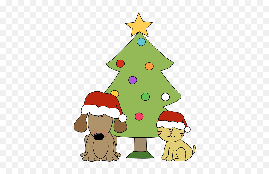 Christmas Dog And Cat With Christmas Tree There Are More - Christmas Cat And Dog Clipart Emoji,Pets Clipart