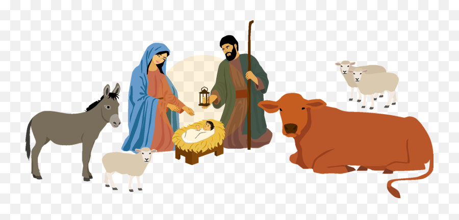 Nativity Scene And Stable Clipart - Nativity Stable Animals Clipart Emoji,Nativity Clipart