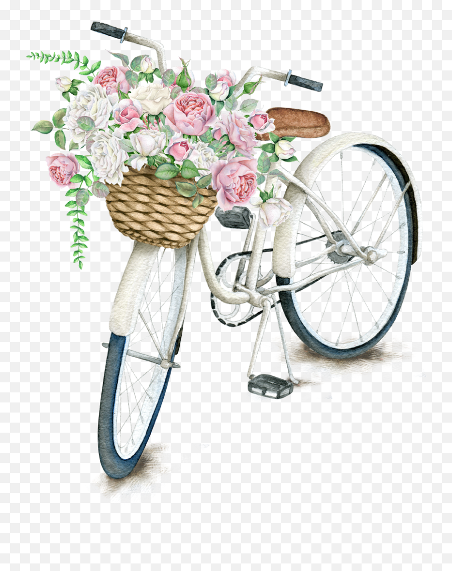 Flower Bicycle Basket Png - Vintage Bicycle Clipart Emoji,Napkin Clipart