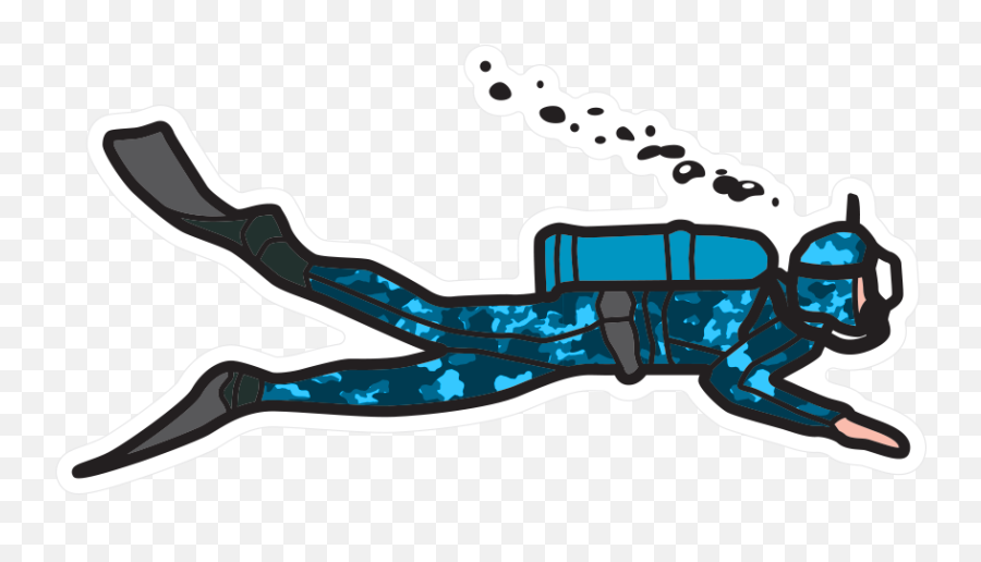 Blue Camouflage Scuba Diving Sticker Emoji,Dive Clipart