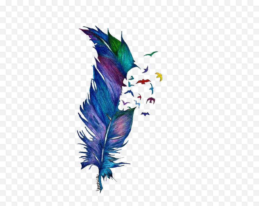 Download Watercolor Painting Tumblr - Bird With Feathers Falling Emoji,Feather Transparent Background