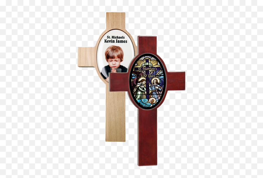 Wooden Cross With Ceramic Oval Disc - Christian Cross Emoji,Wooden Cross Png