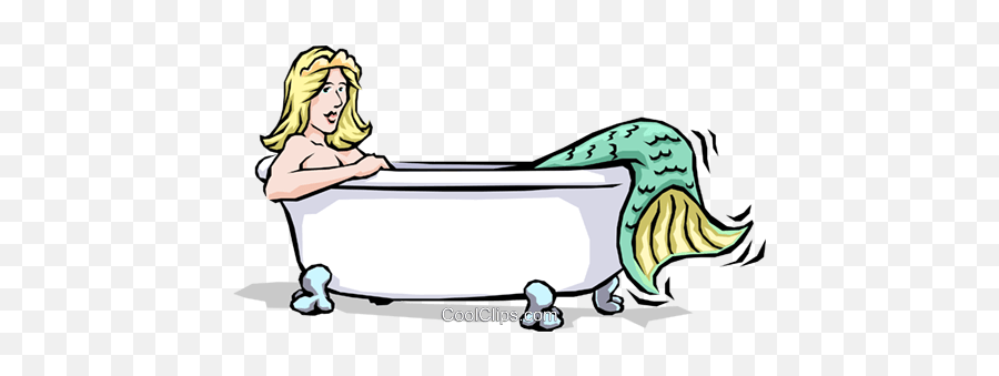 Mermaid In The Bathtub Royalty Free Vector Clip Art - Meerjungfrau Png Copyright Free Emoji,Bathtub Clipart