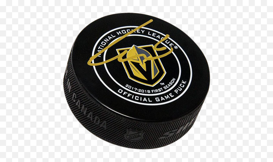 Colin Miller Autographed Las Vegas Golden Knights Hockey Puck - Solid Emoji,Vegas Golden Knights Logo