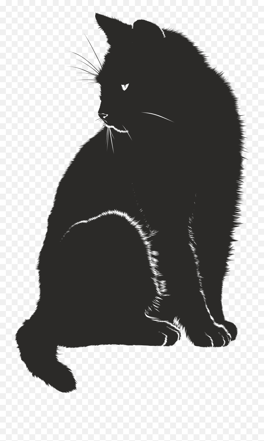 Free Clipart Of A Black And White - Sitting Cat Silhouette Emoji,Cat Silhouette Clipart