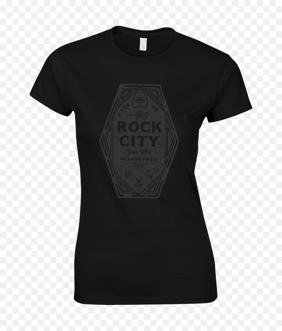 Rock City - Rock City Ouija Board Ladies Tshirt Black Led Zeppelin Us Tour 1975 Flag Logo Emoji,Ouija Board Png