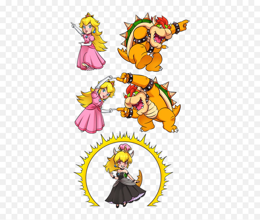 Princess Peach And Bowser Aka Bowsette - Princess Peach X Bowsette Emoji,Bowsette Png