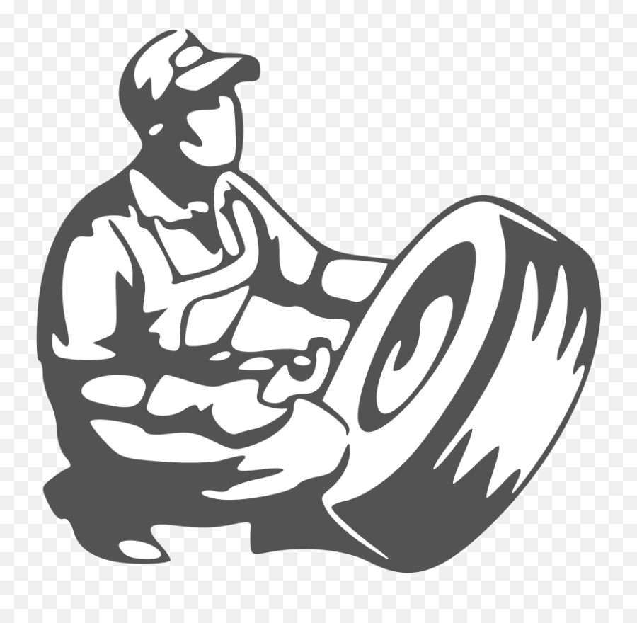 Mechanic Clipart Black And White - Tire Guy Clipart Black Black And White Mechanic Cartoon Emoji,Mechanic Clipart