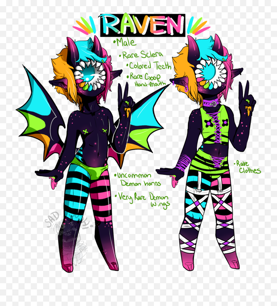 Raven Xynthii Ref Sheet By Sadsushi - Fur Affinity Fictional Character Emoji,Demon Horns Png