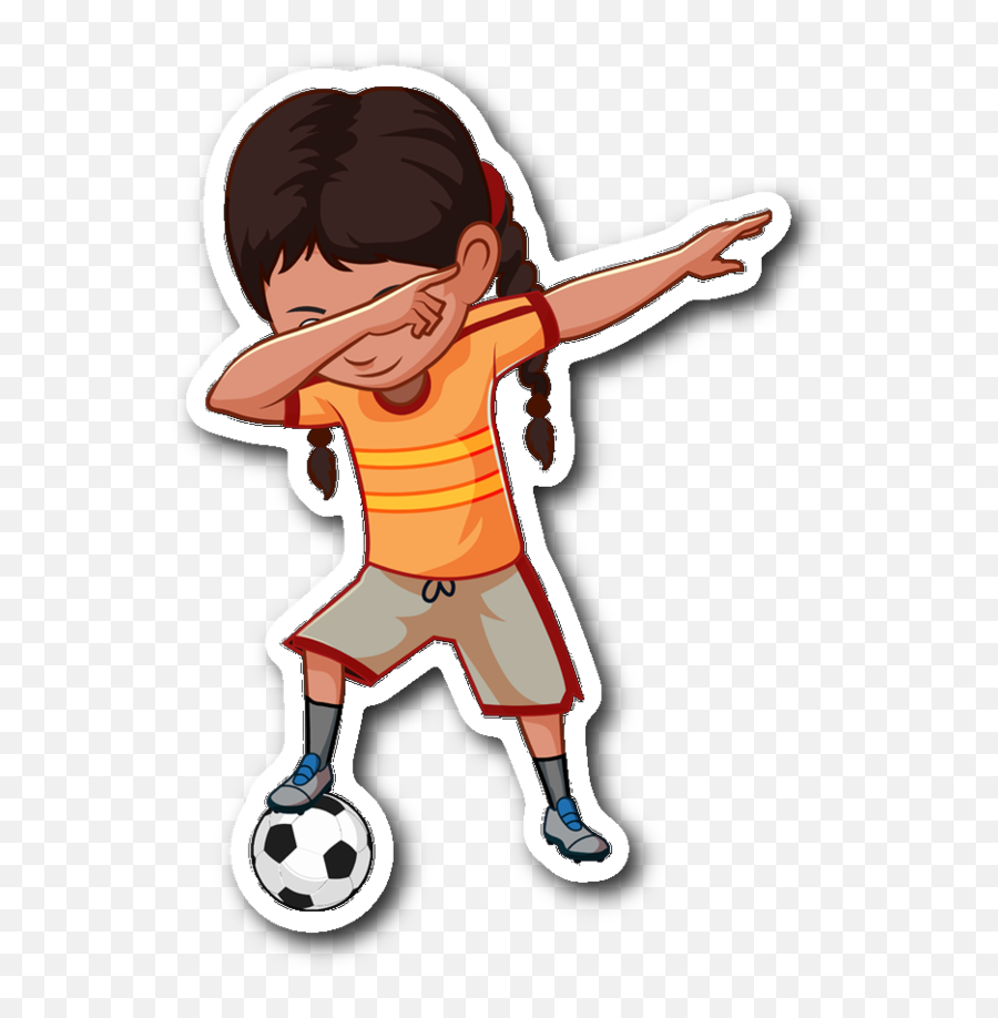 Soccer Dabbing Girl Sticker For Car - Girl Kicking Soccer Clipart Emoji,Soccer Clipart